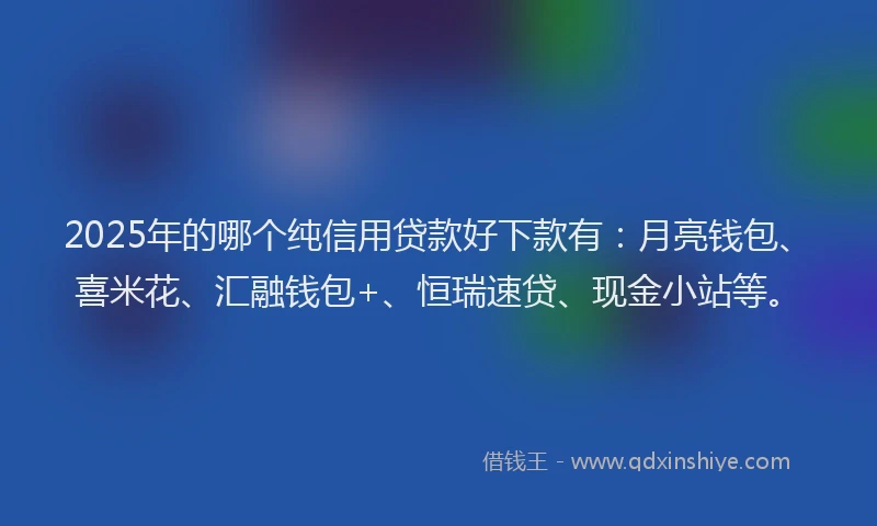 2025年的哪个纯信用贷款好下款有：月亮钱包、喜米花、汇融钱包+、恒瑞速贷、现金小站等。