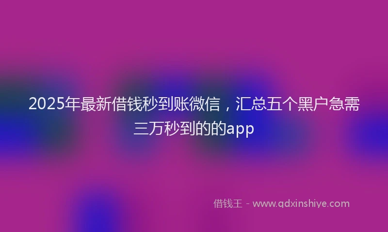 2025年最新借钱秒到账微信，汇总五个黑户急需三万秒到的的app