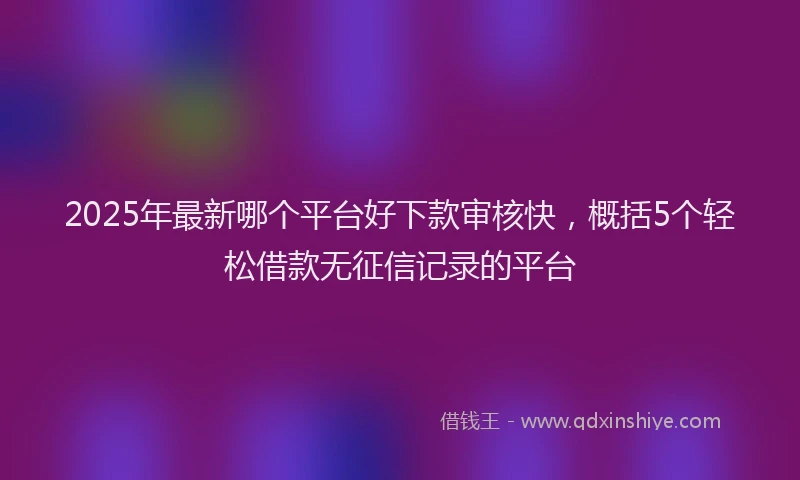 2025年最新哪个平台好下款审核快，概括5个轻松借款无征信记录的平台