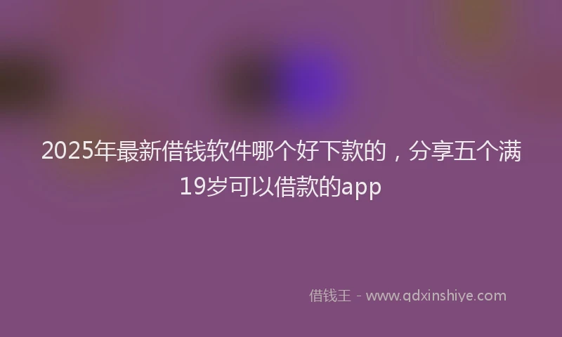 2025年最新借钱软件哪个好下款的，分享五个满19岁可以借款的app