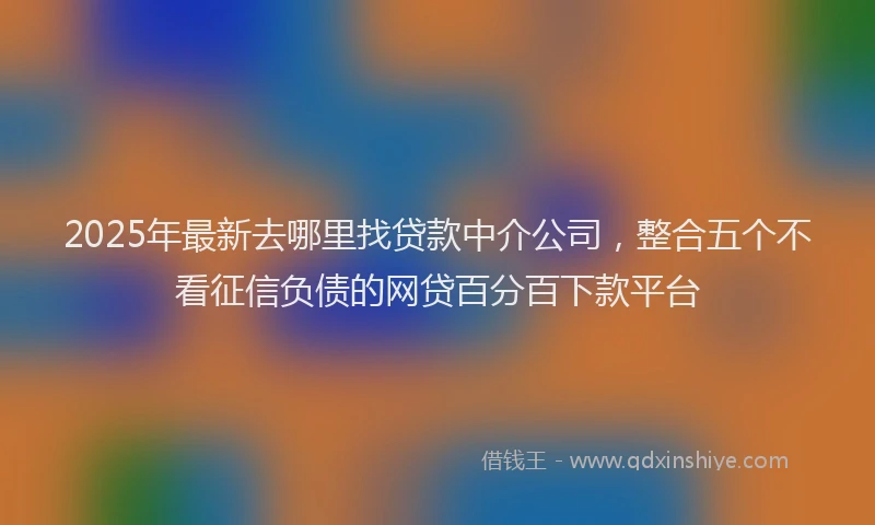 2025年最新去哪里找贷款中介公司，整合五个不看征信负债的网贷百分百下款平台