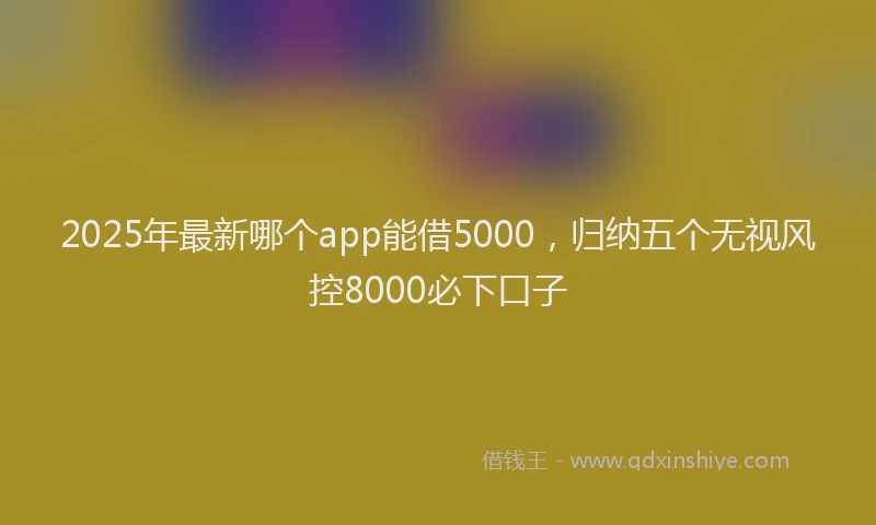 2025年最新哪个app能借5000，归纳五个无视风控8000必下口子