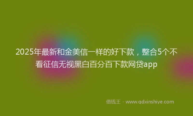 2025年最新和金美信一样的好下款，整合5个不看征信无视黑白百分百下款网贷app