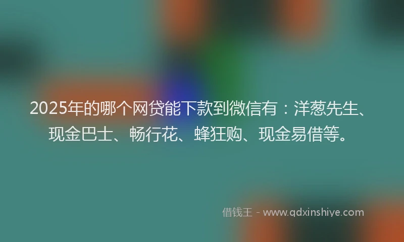 2025年的哪个网贷能下款到微信有：洋葱先生、现金巴士、畅行花、蜂狂购、现金易借等。