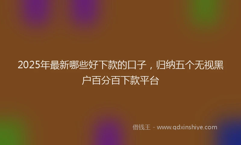2025年最新哪些好下款的口子，归纳五个无视黑户百分百下款平台