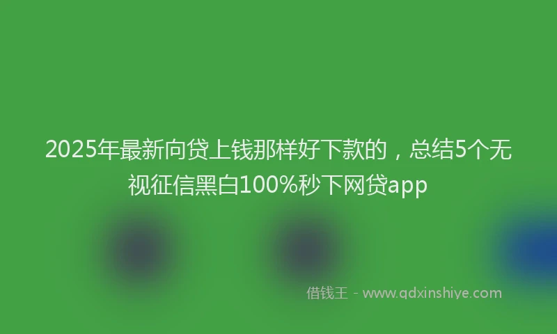 2025年最新向贷上钱那样好下款的，总结5个无视征信黑白100%秒下网贷app