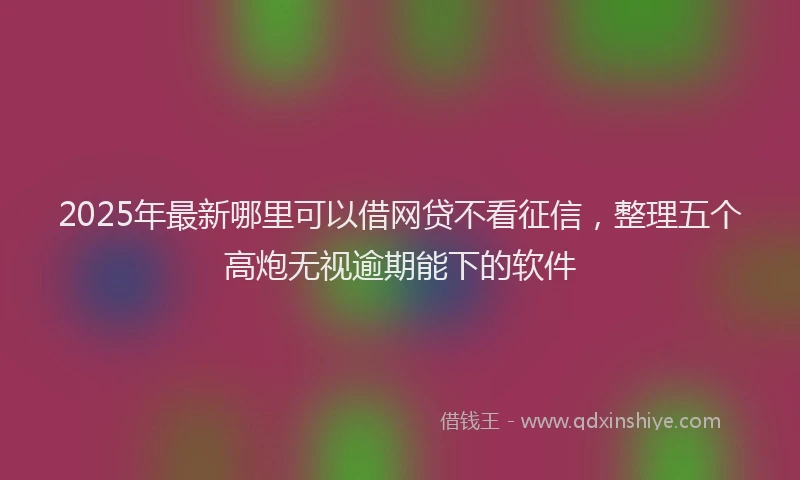 2025年最新哪里可以借网贷不看征信，整理五个高炮无视逾期能下的软件