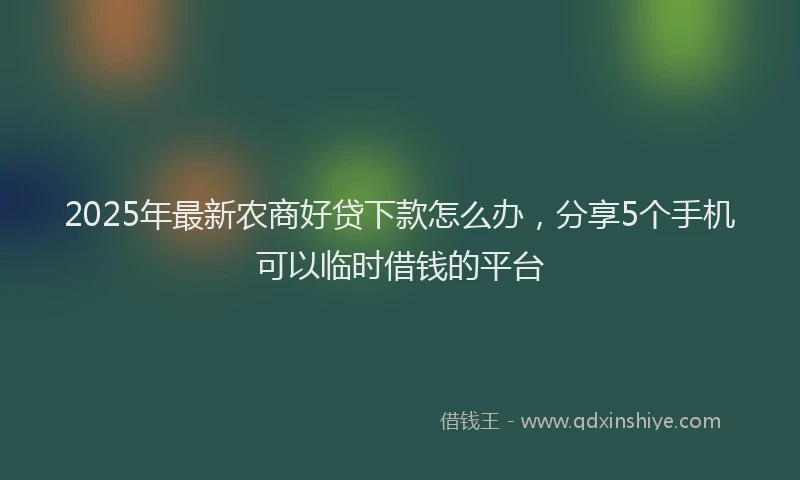 2025年最新农商好贷下款怎么办，分享5个手机可以临时借钱的平台