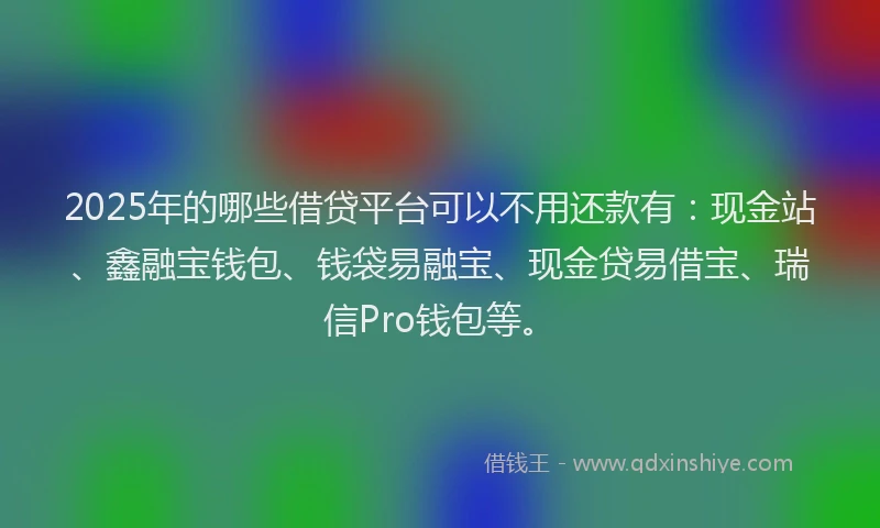 2025年的哪些借贷平台可以不用还款有：现金站、鑫融宝钱包、钱袋易融宝、现金贷易借宝、瑞信Pro钱包等。