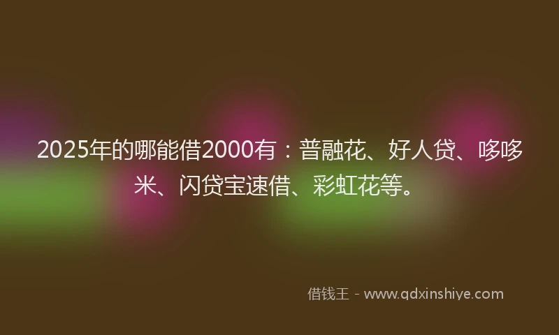 2025年的哪能借2000有：普融花、好人贷、哆哆米、闪贷宝速借、彩虹花等。