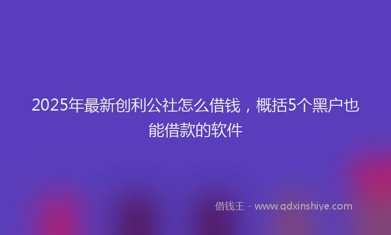 2025年最新创利公社怎么借钱，概括5个黑户也能借款的软件