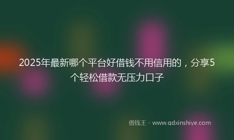 2025年最新哪个平台好借钱不用信用的，分享5个轻松借款无压力口子