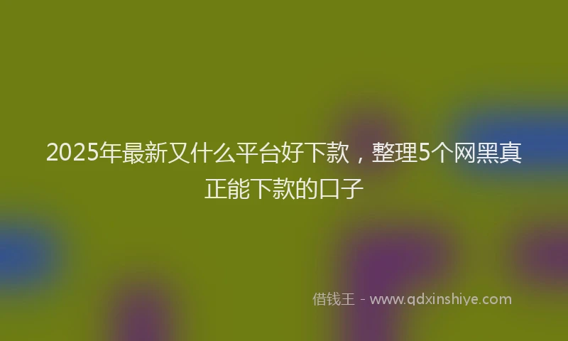 2025年最新又什么平台好下款，整理5个网黑真正能下款的口子