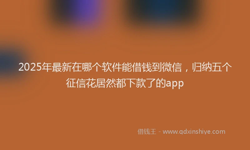 2025年最新在哪个软件能借钱到微信，归纳五个征信花居然都下款了的app