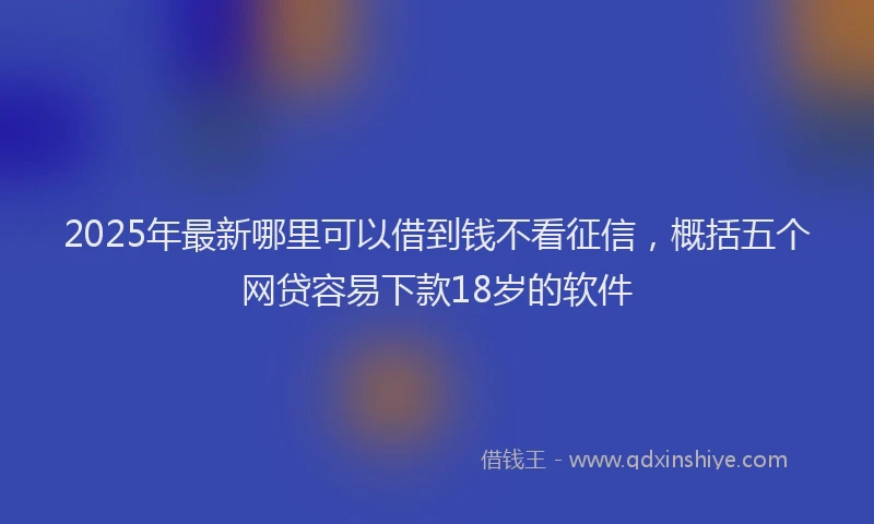 2025年最新哪里可以借到钱不看征信，概括五个网贷容易下款18岁的软件