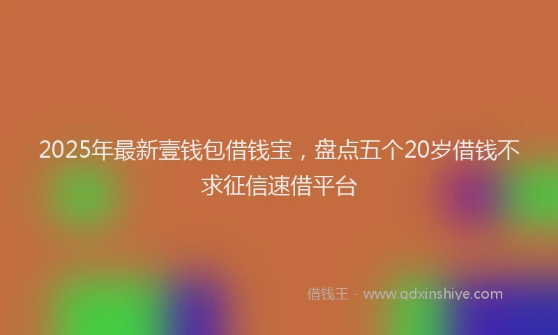 2025年最新壹钱包借钱宝，盘点五个20岁借钱不求征信速借平台