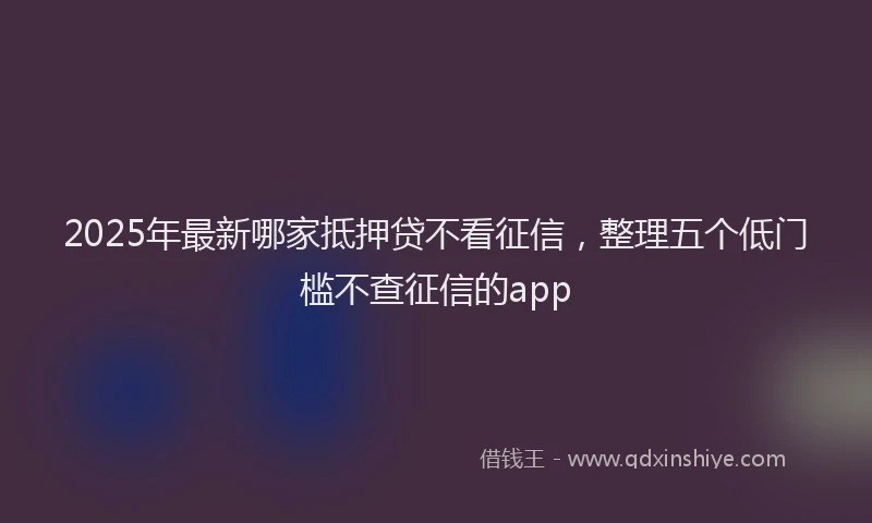 2025年最新哪家抵押贷不看征信，整理五个低门槛不查征信的app