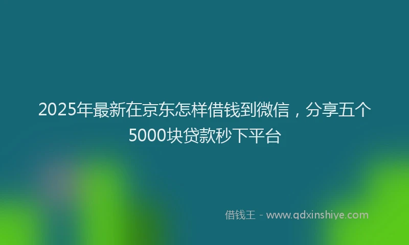 2025年最新在京东怎样借钱到微信，分享五个5000块贷款秒下平台