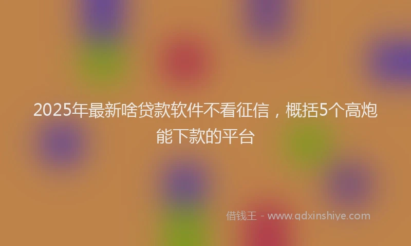 2025年最新啥贷款软件不看征信，概括5个高炮能下款的平台