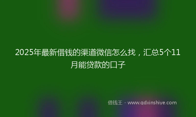 2025年最新借钱的渠道微信怎么找，汇总5个11月能贷款的口子