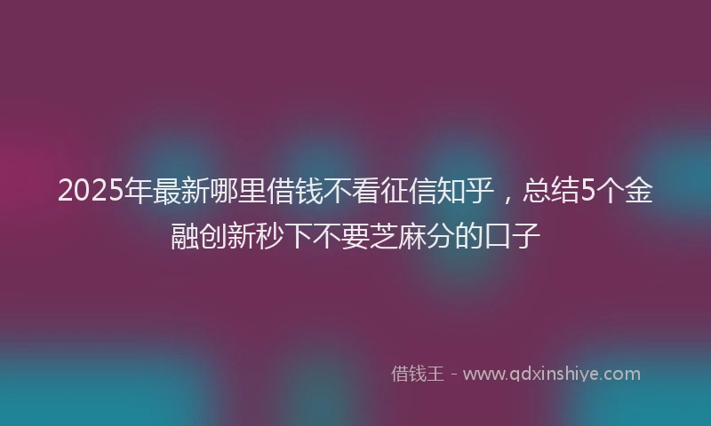2025年最新哪里借钱不看征信知乎，总结5个金融创新秒下不要芝麻分的口子