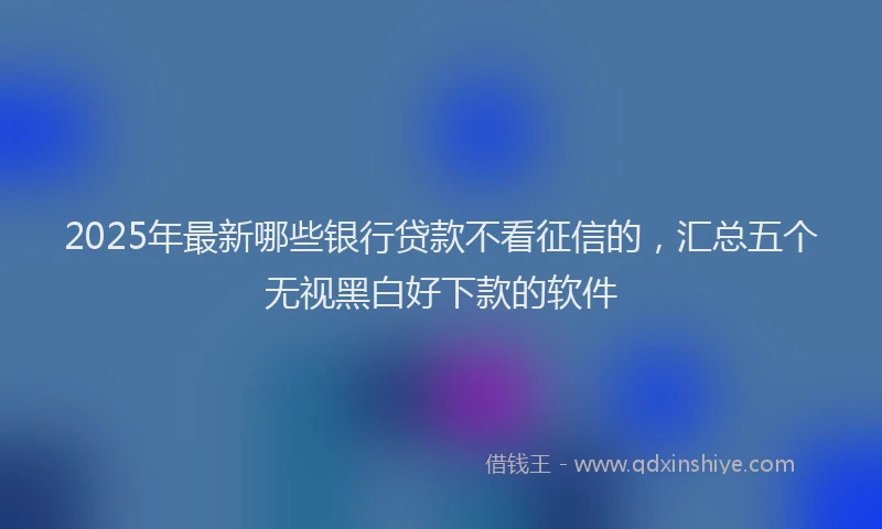 2025年最新哪些银行贷款不看征信的，汇总五个无视黑白好下款的软件
