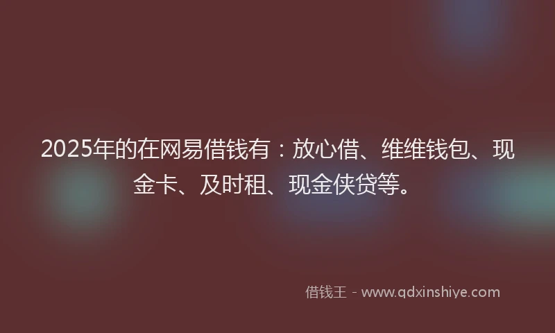 2025年的在网易借钱有：放心借、维维钱包、现金卡、及时租、现金侠贷等。