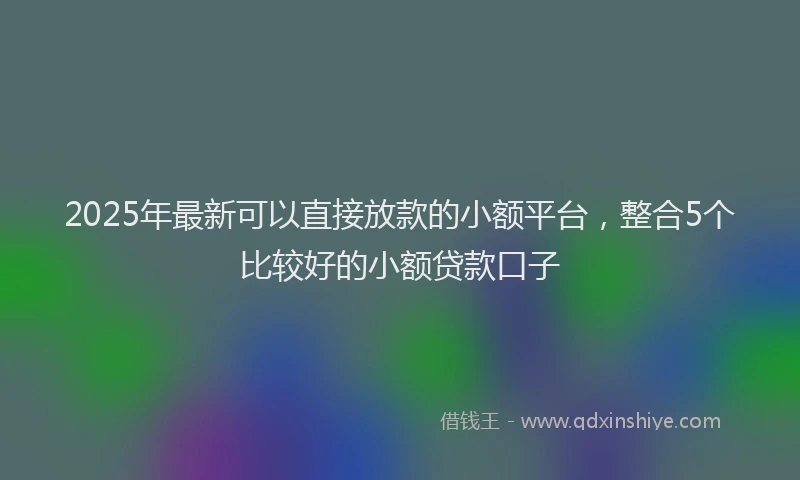 2025年最新可以直接放款的小额平台，整合5个比较好的小额贷款口子