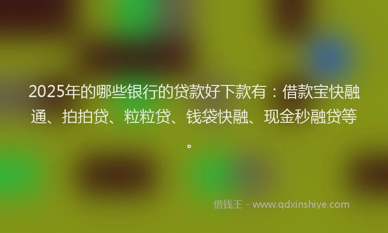2025年的哪些银行的贷款好下款有：借款宝快融通、拍拍贷、粒粒贷、钱袋快融、现金秒融贷等。