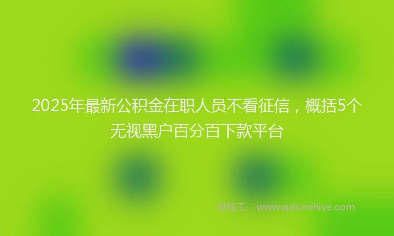 2025年最新公积金在职人员不看征信，概括5个无视黑户百分百下款平台