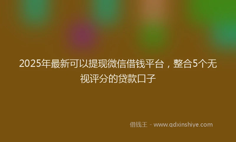 2025年最新可以提现微信借钱平台，整合5个无视评分的贷款口子