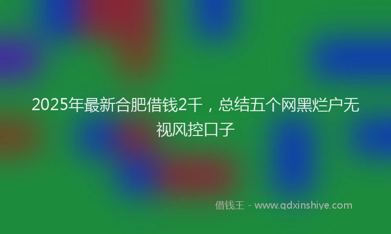 2025年最新合肥借钱2千，总结五个网黑烂户无视风控口子