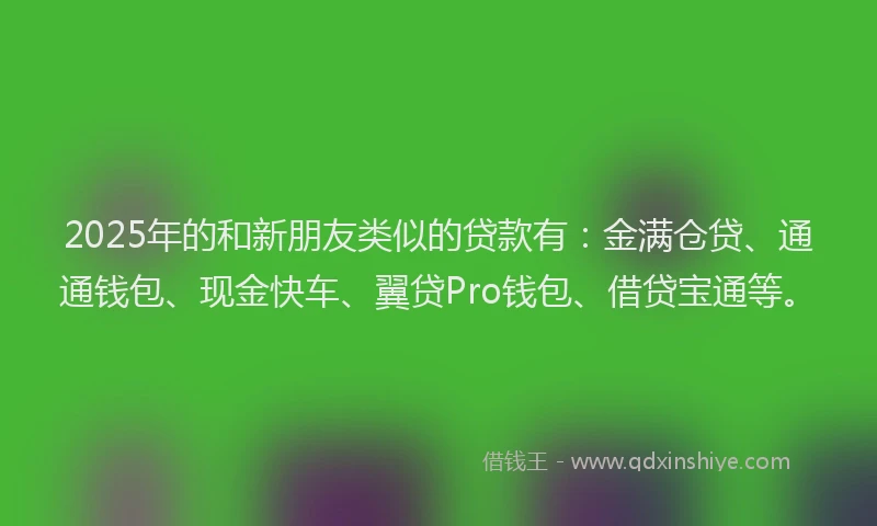 2025年的和新朋友类似的贷款有：金满仓贷、通通钱包、现金快车、翼贷Pro钱包、借贷宝通等。