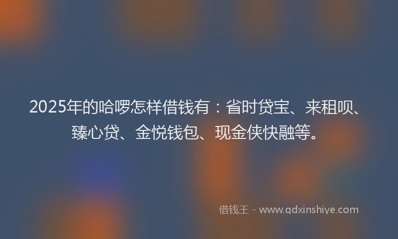 2025年的哈啰怎样借钱有：省时贷宝、来租呗、臻心贷、金悦钱包、现金侠快融等。