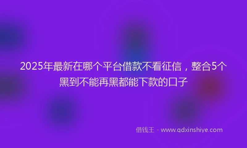 2025年最新在哪个平台借款不看征信，整合5个黑到不能再黑都能下款的口子