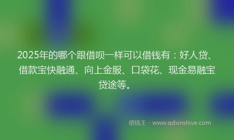 2025年的哪个跟借呗一样可以借钱有:好人贷、借款宝快融通、向上金服、口袋花、现金易融宝贷途等。