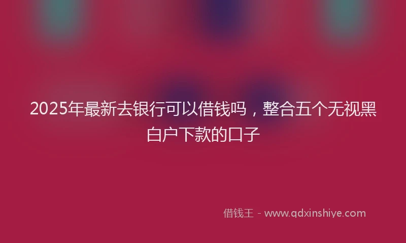 2025年最新去银行可以借钱吗，整合五个无视黑白户下款的口子