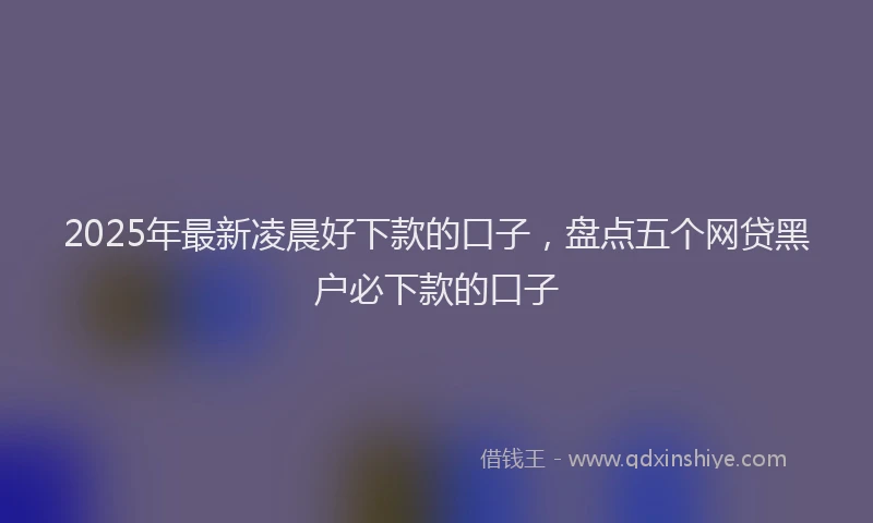 2025年最新凌晨好下款的口子，盘点五个网贷黑户必下款的口子