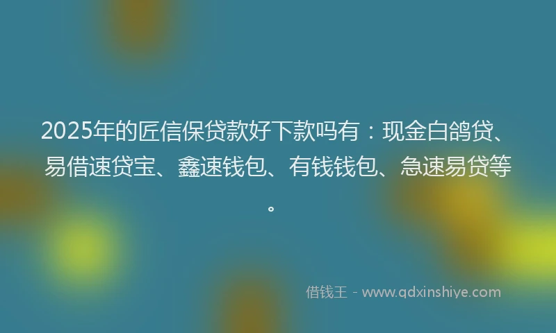 2025年的匠信保贷款好下款吗有：现金白鸽贷、易借速贷宝、鑫速钱包、有钱钱包、急速易贷等。
