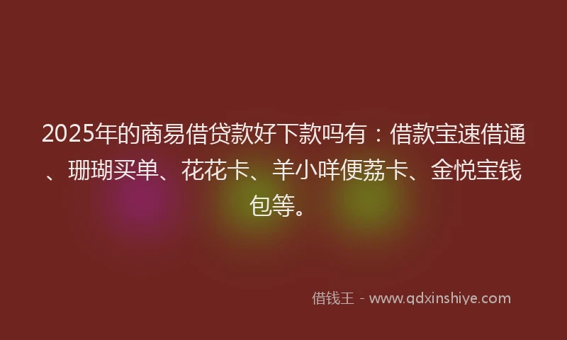 2025年的商易借贷款好下款吗有：借款宝速借通、珊瑚买单、花花卡、羊小咩便荔卡、金悦宝钱包等。