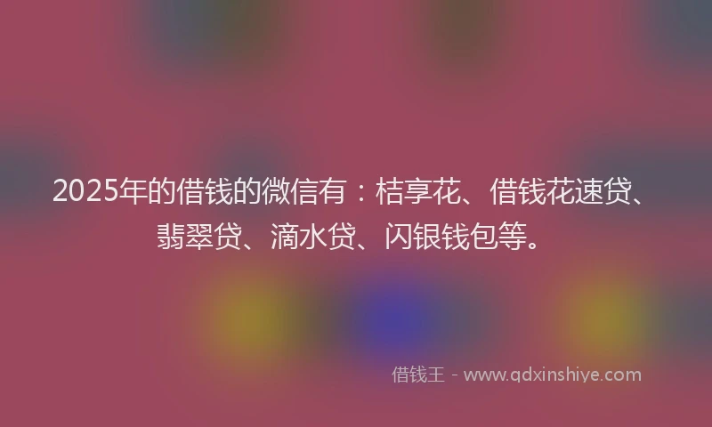 2025年的借钱的微信有：桔享花、借钱花速贷、翡翠贷、滴水贷、闪银钱包等。
