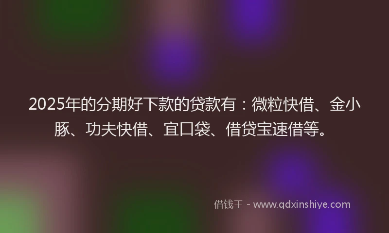 2025年的分期好下款的贷款有：微粒快借、金小豚、功夫快借、宜口袋、借贷宝速借等。