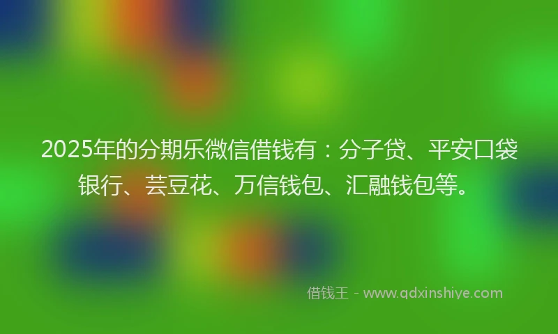 2025年的分期乐微信借钱有：分子贷、平安口袋银行、芸豆花、万信钱包、汇融钱包等。