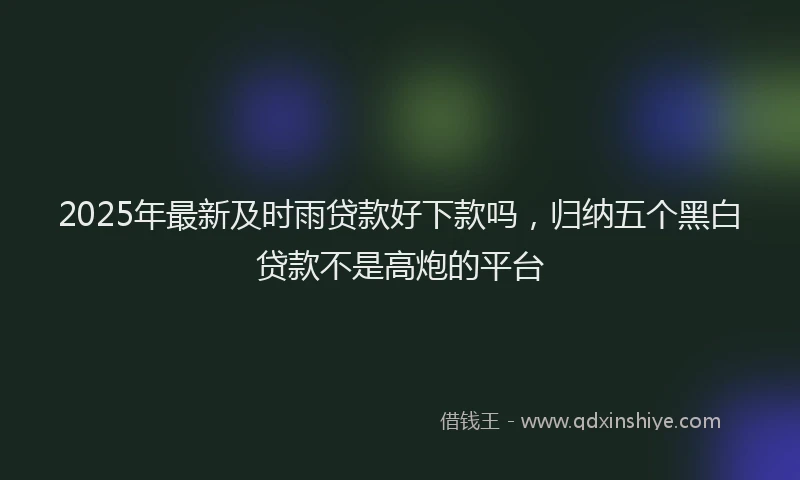 2025年最新及时雨贷款好下款吗，归纳五个黑白贷款不是高炮的平台