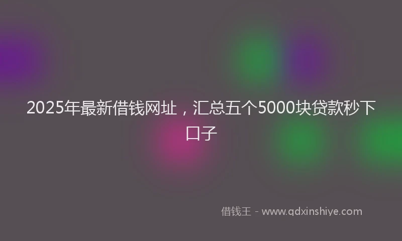 2025年最新借钱网址，汇总五个5000块贷款秒下口子