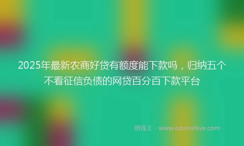 2025年最新农商好贷有额度能下款吗，归纳五个不看征信负债的网贷百分百下款平台