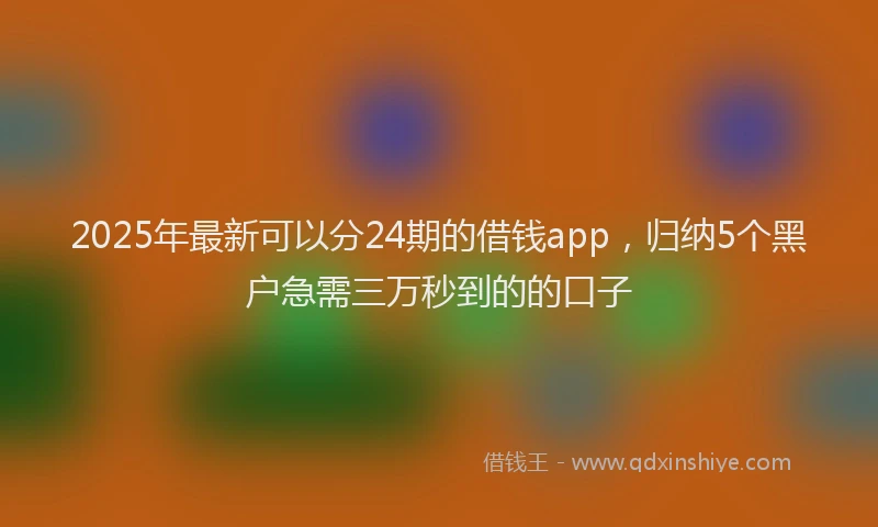 2025年最新可以分24期的借钱app，归纳5个黑户急需三万秒到的的口子