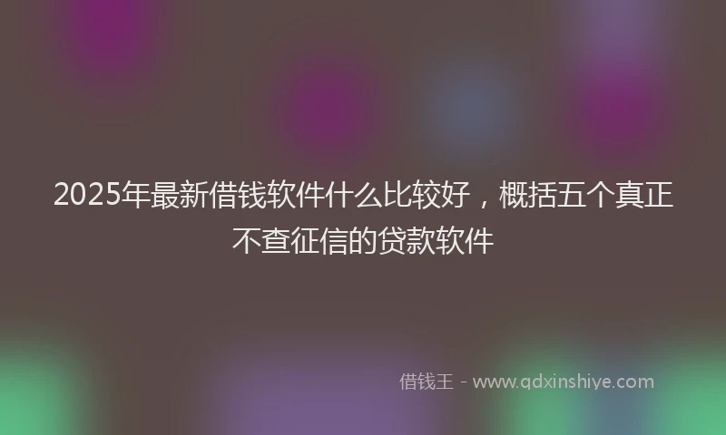 2025年最新借钱软件什么比较好，概括五个真正不查征信的贷款软件