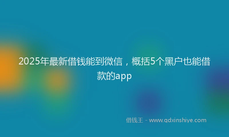 2025年最新借钱能到微信，概括5个黑户也能借款的app