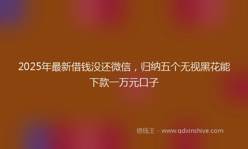 2025年最新借钱没还微信，归纳五个无视黑花能下款一万元口子